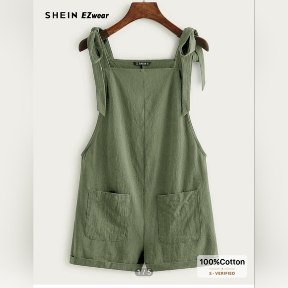 2/$20 SHEIN - NWOT 100% Cotton Khaki Textured Romper - Oversized Size Small - Picture 1 of 5